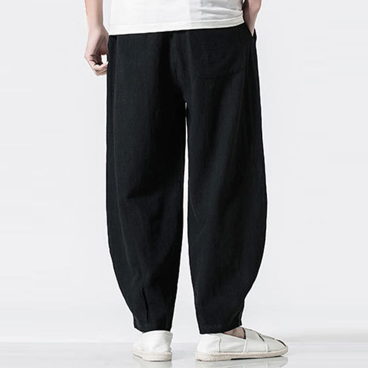 Buddha Stones Pantaloni da uomo in cotone con coulisse elastica in vita, alla caviglia, con tasche - image 17