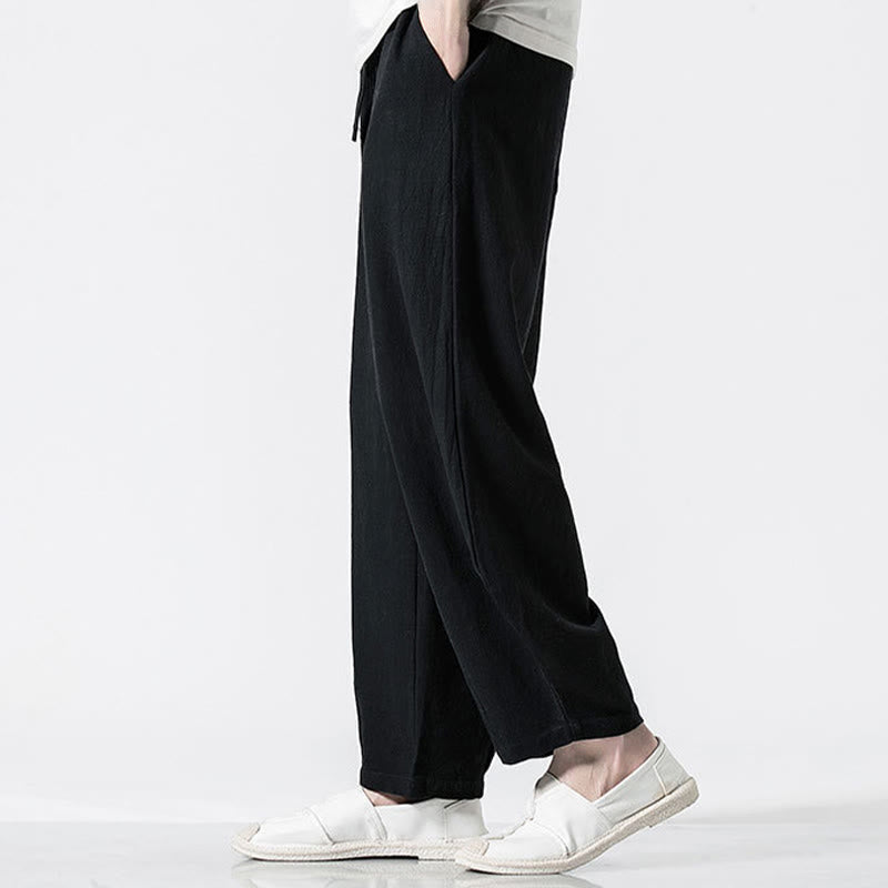 Buddha Stones Pantaloni da uomo in cotone con coulisse elastica in vita, alla caviglia, con tasche - image 16