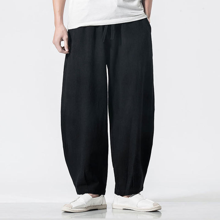 Buddha Stones Pantaloni da uomo in cotone con coulisse elastica in vita, alla caviglia, con tasche - image 14