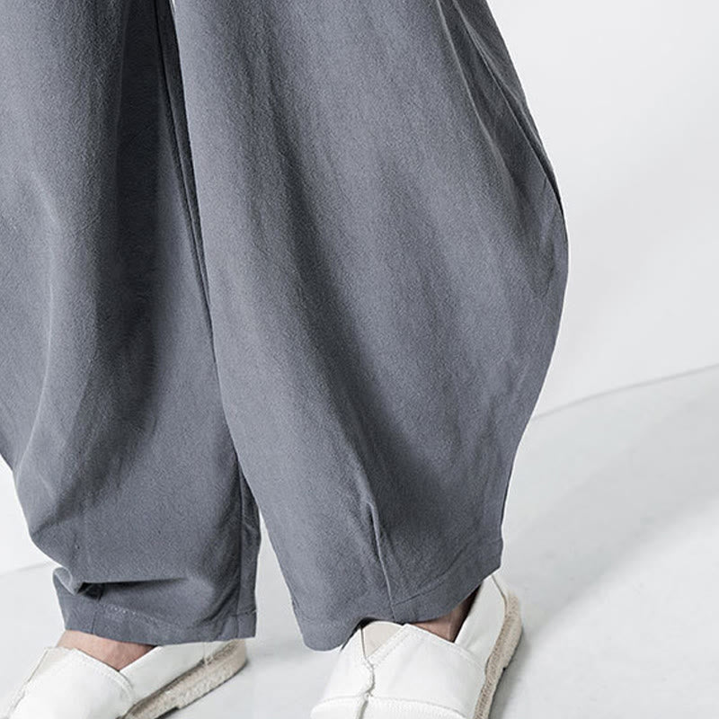 Buddha Stones Pantaloni da uomo in cotone con coulisse elastica in vita, alla caviglia, con tasche - image 10