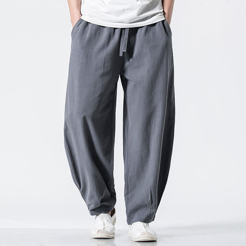 Buddha Stones Pantaloni da uomo in cotone con coulisse elastica in vita, alla caviglia, con tasche - image 1