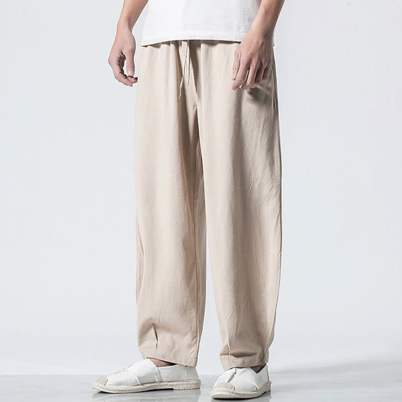 Buddha Stones Pantaloni da uomo in cotone con coulisse elastica in vita, alla caviglia, con tasche - image 21