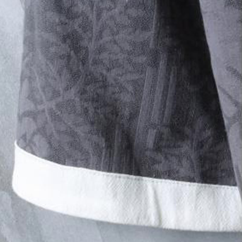 Buddha Stones Camicia da uomo in cotone a mezza manica con bottoni a rana e motivo floreale estivo - image 9