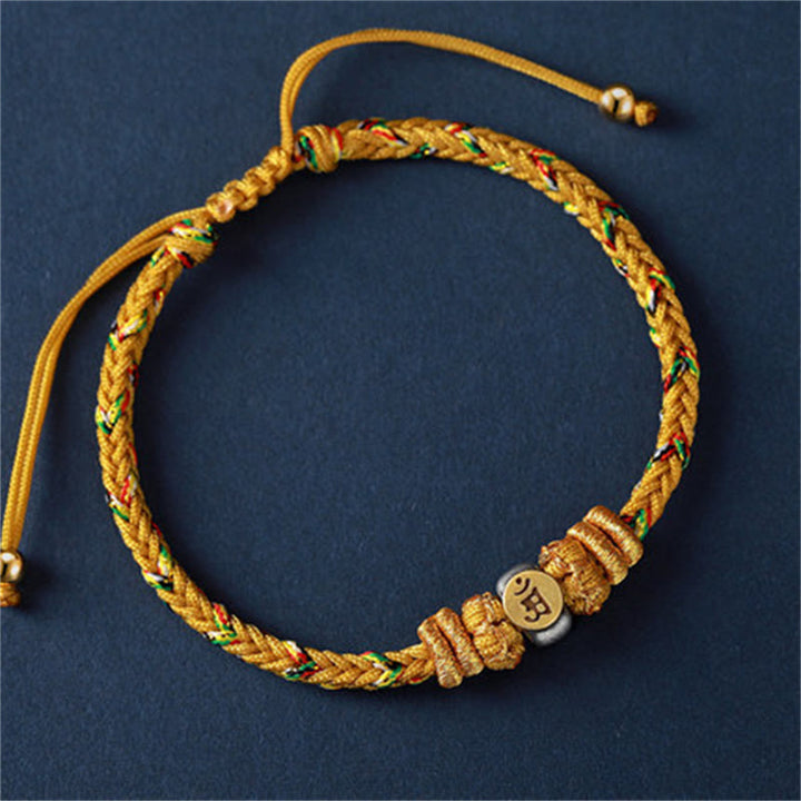 Braccialetto in corda intrecciata in argento con pietre Buddha Stones, zodiaco cinese, Buddha natale - Drago/Serpente (misura del braccialetto 18-28 cm) - image 15