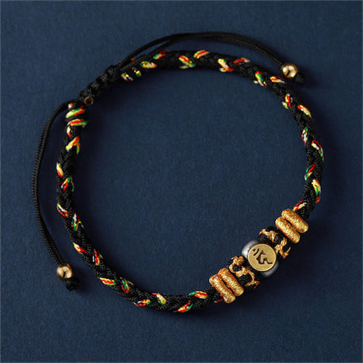 Braccialetto in corda intrecciata in argento con pietre Buddha Stones, zodiaco cinese, Buddha natale - Gallo (misura del braccialetto 18-28 cm) - image 18