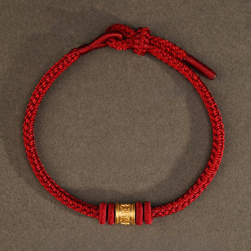 Buddha Stones Braccialetto di protezione dalla fortuna Om Mani Padme Hum in oro 999 fatto a mano in Tibet - image 1