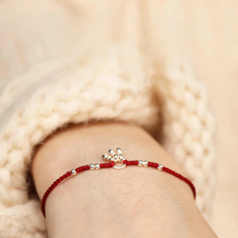 Buddha Stones Cavigliera ultra sottile con design a forma di monete in argento sterling 925, realizzata a mano e resistente - Bracciale rosso scuro (circonferenza polso 14-18 cm) - image 9