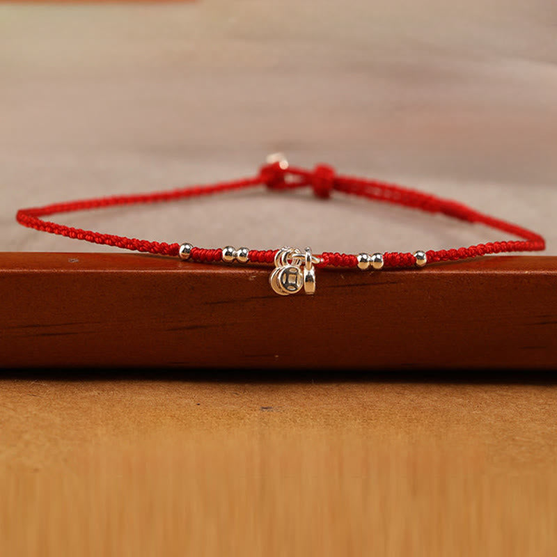 Buddha Stones Cavigliera ultra sottile con design a forma di monete in argento sterling 925, realizzata a mano e resistente - image 2