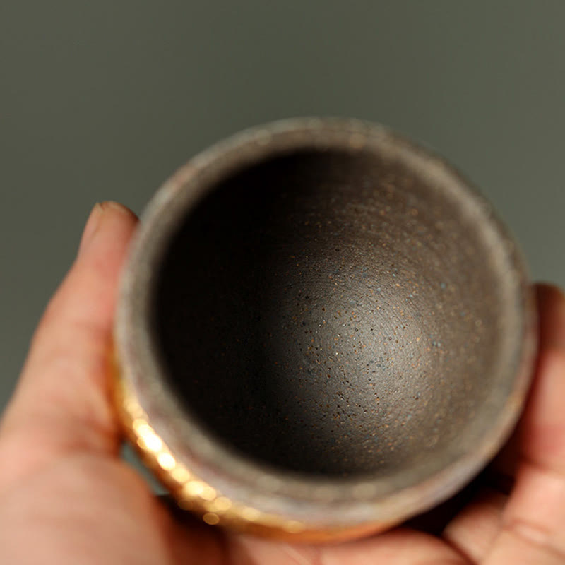 Buddha Stones Tazza da tè in ceramica con pesce koi Arowana dorato, tazza da tè Kung Fu - image 4