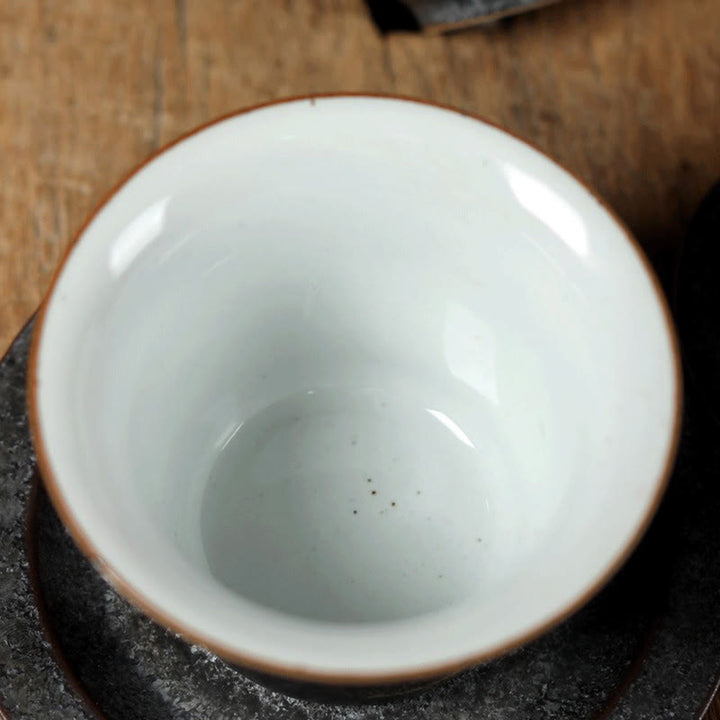 Buddha Stones Piccola tazza da tè in ceramica dipinta a mano con gru dorata, tazza da tè Kung Fu da 40 ml - image 2
