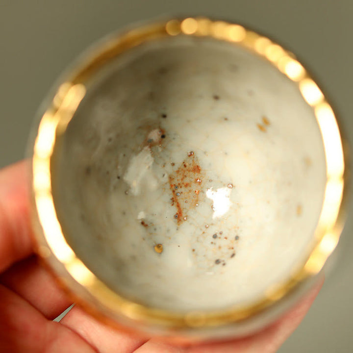 Buddha Stones Tazza da tè in ceramica con pesce koi Arowana dorato fatto a mano, tazza da tè Kung Fu, teiera - image 7