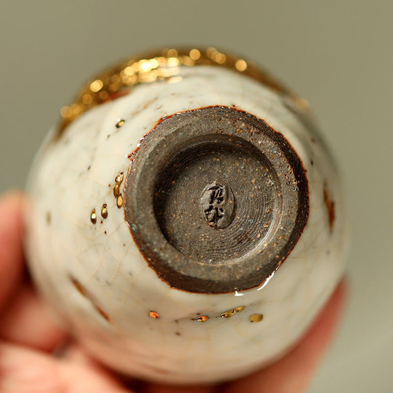 Buddha Stones Tazza da tè in ceramica con pesce koi Arowana dorato fatto a mano, tazza da tè Kung Fu, teiera - image 4