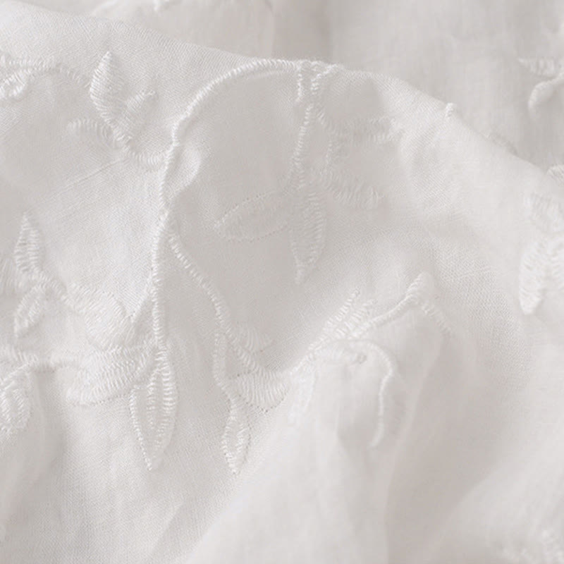 Buddha Stones Camicia da donna in cotone con motivo a foglie, manica lunga e scollo a V primaverile - image 14