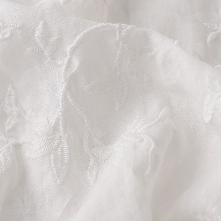 Buddha Stones Camicia da donna in cotone con motivo a foglie, manica lunga e scollo a V primaverile - image 14