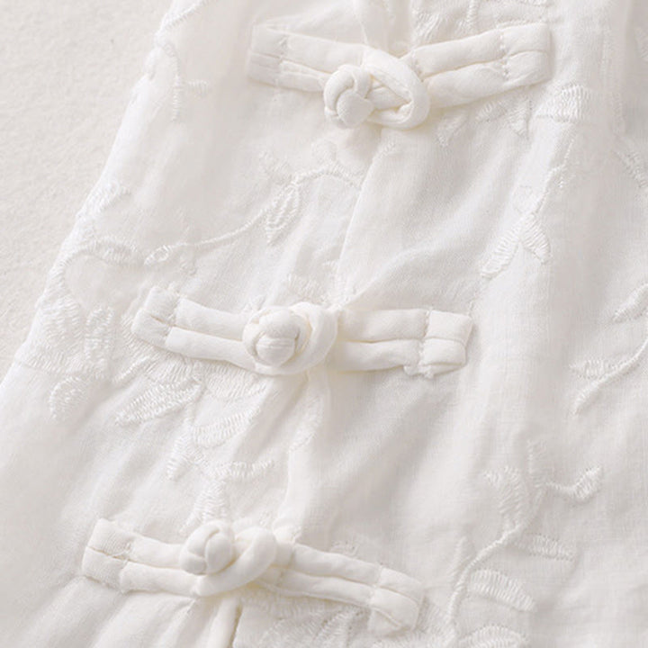 Buddha Stones Camicia da donna in cotone con motivo a foglie, manica lunga e scollo a V primaverile - image 13