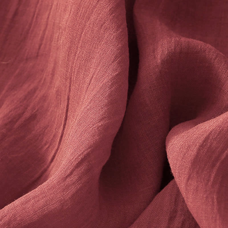 Abito midi in cotone a maniche corte con ricami a tinta unita e tasche, con motivo Buddha Stones. - image 19