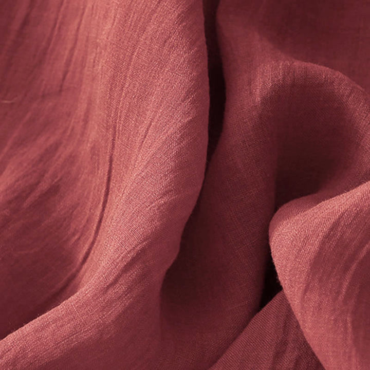 Abito midi in cotone a maniche corte con ricami a tinta unita e tasche, con motivo Buddha Stones. - image 19