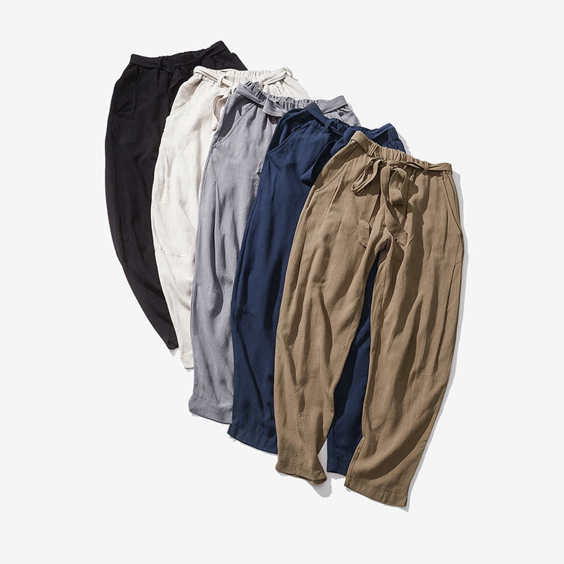 Buddha Stones Pantaloni da uomo in poliestere con coulisse elastica in vita, lunghezza caviglia, tasche - image 7