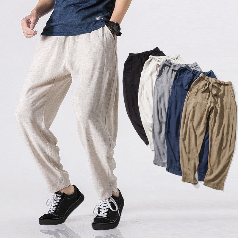 Buddha Stones Pantaloni da uomo in poliestere con coulisse elastica in vita, lunghezza caviglia, tasche - image 0