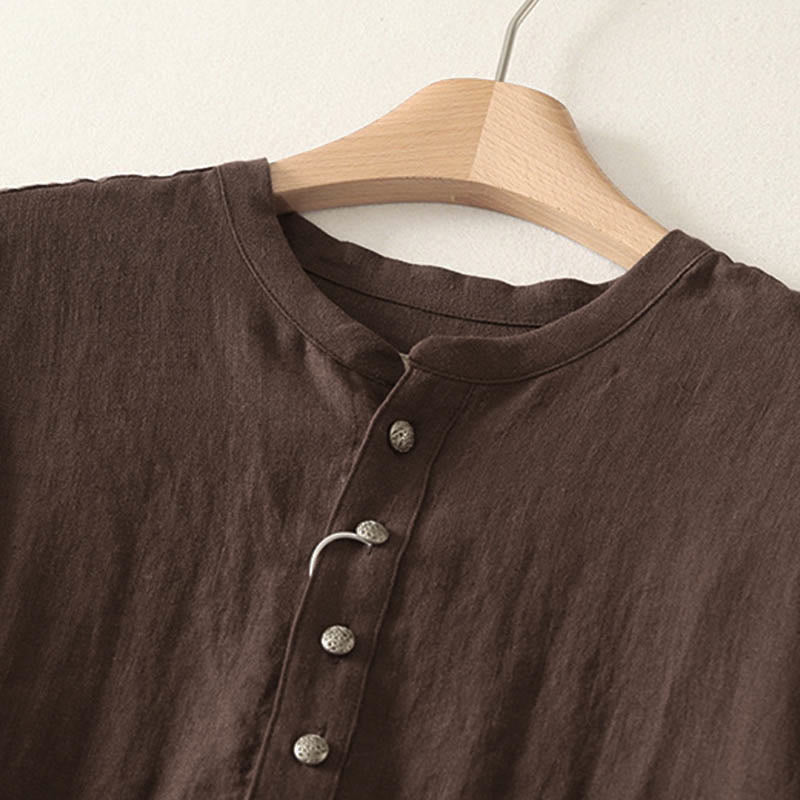 Buddha Stones Camicia da donna in cotone a maniche lunghe con scollo a V e tinta unita primaverile - image 1