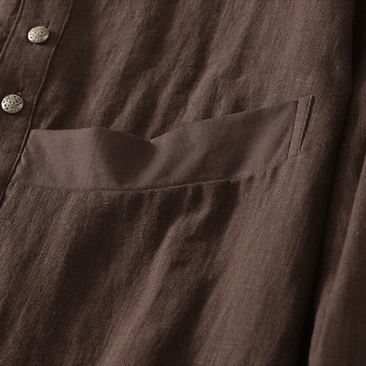 Buddha Stones Camicia da donna in cotone a maniche lunghe con scollo a V e tinta unita primaverile - image 4