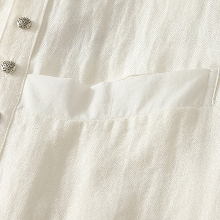 Buddha Stones Camicia da donna in cotone a maniche lunghe con scollo a V e tinta unita primaverile - image 12