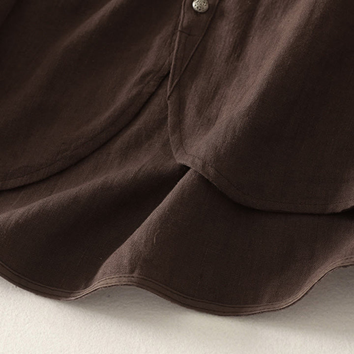 Buddha Stones Camicia da donna in cotone a maniche lunghe con scollo a V e tinta unita primaverile - image 3