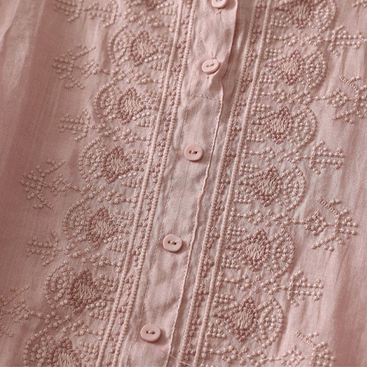 Buddha Stones Camicia da donna in poliestere con maniche corte e scollo rotondo con motivo floreale estivo - image 7