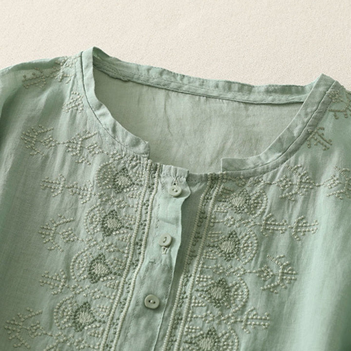 Buddha Stones Camicia da donna in poliestere con maniche corte e scollo rotondo con motivo floreale estivo - image 11