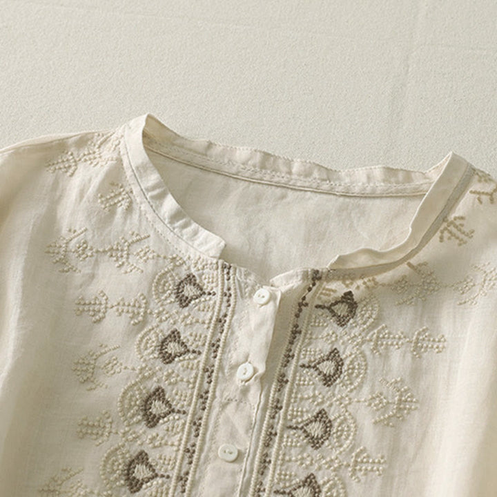 Buddha Stones Camicia da donna in poliestere con maniche corte e scollo rotondo con motivo floreale estivo - image 16