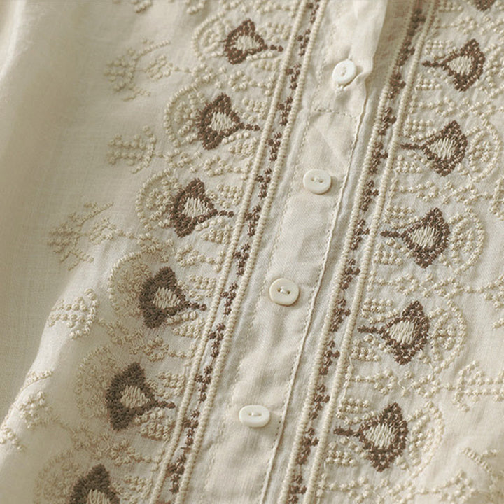 Buddha Stones Camicia da donna in poliestere con maniche corte e scollo rotondo con motivo floreale estivo - image 17