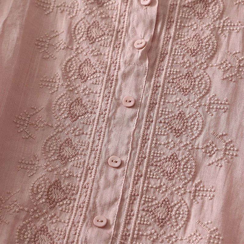 Buddha Stones Camicia da donna in poliestere con maniche corte e scollo rotondo con motivo floreale estivo - image 7