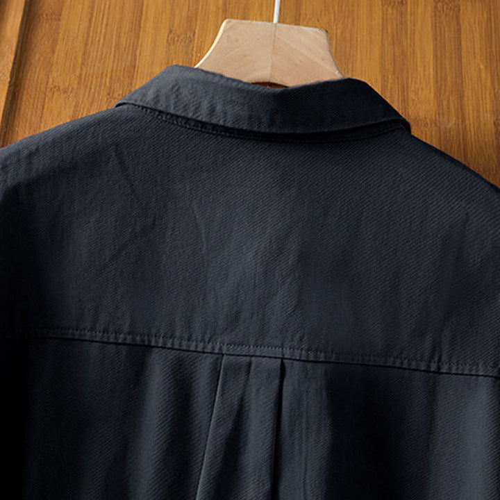Buddha Stones Camicia da donna in cotone a maniche lunghe con risvolto semplice e tasche - image 16