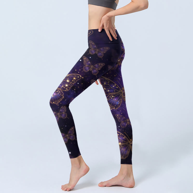 Buddha Stones Leggings da palestra con stampa a farfalla in stile romantico, pantaloni da yoga da donna - image 2
