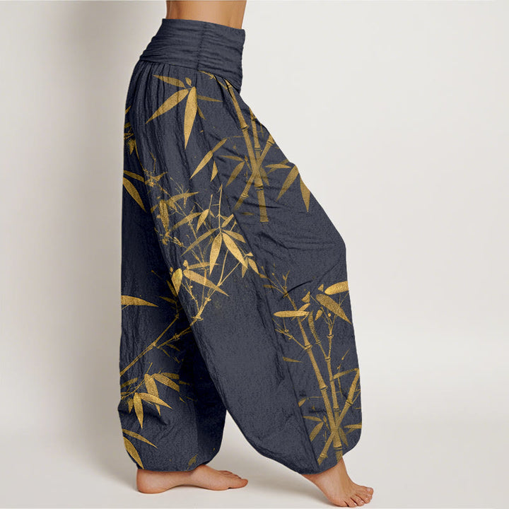 Buddha Stones Pantaloni harem da donna in puro cotone con elastico in vita e motivo classico in bambù - image 7