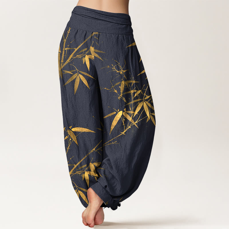 Buddha Stones Pantaloni harem da donna in puro cotone con elastico in vita e motivo classico in bambù - image 6