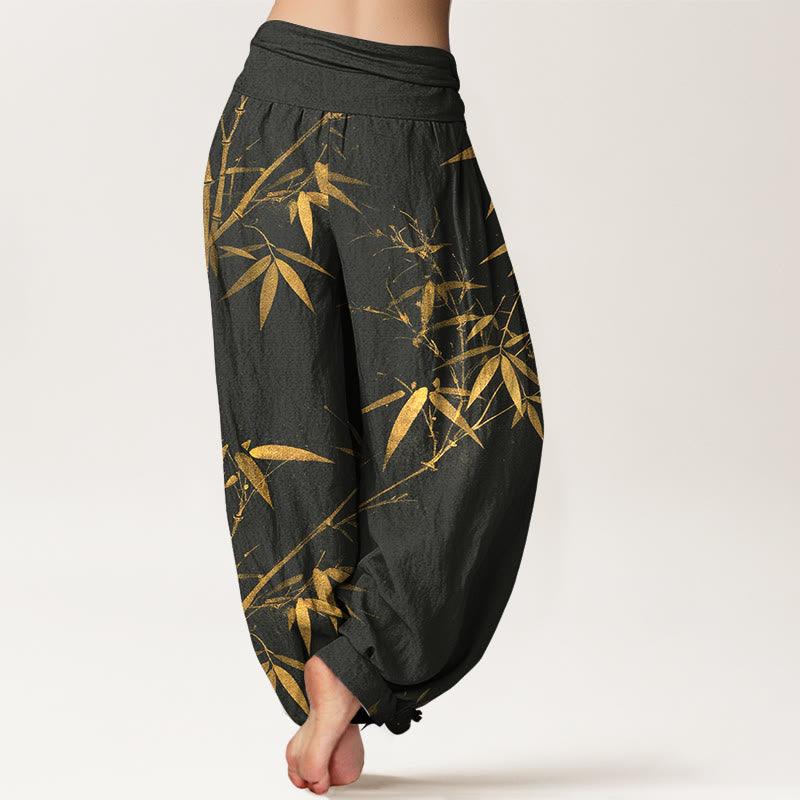 Buddha Stones Pantaloni harem da donna in puro cotone con elastico in vita e motivo classico in bambù - image 9