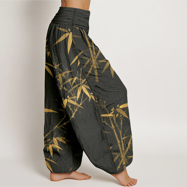 Buddha Stones Pantaloni harem da donna in puro cotone con elastico in vita e motivo classico in bambù - image 10