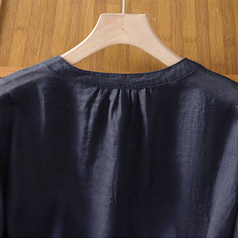 Buddha Stones Camicia da donna in poliestere con maniche corte e scollo rotondo e motivo a zucca corallo - image 7