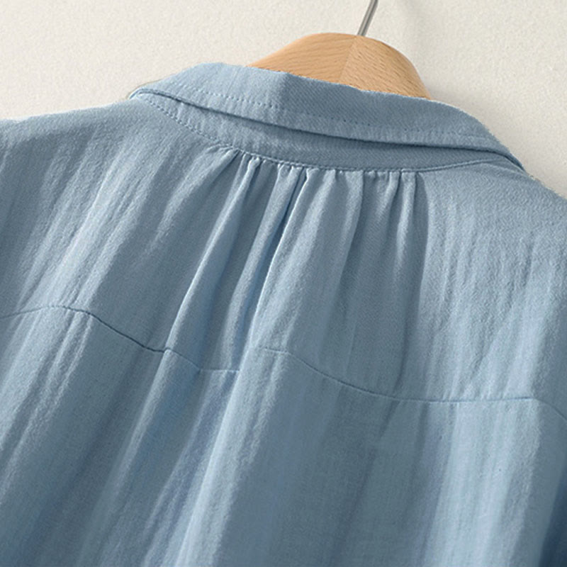 Buddha Stones Camicia da donna in poliestere a maniche lunghe con scollo rotondo tinta unita - image 8