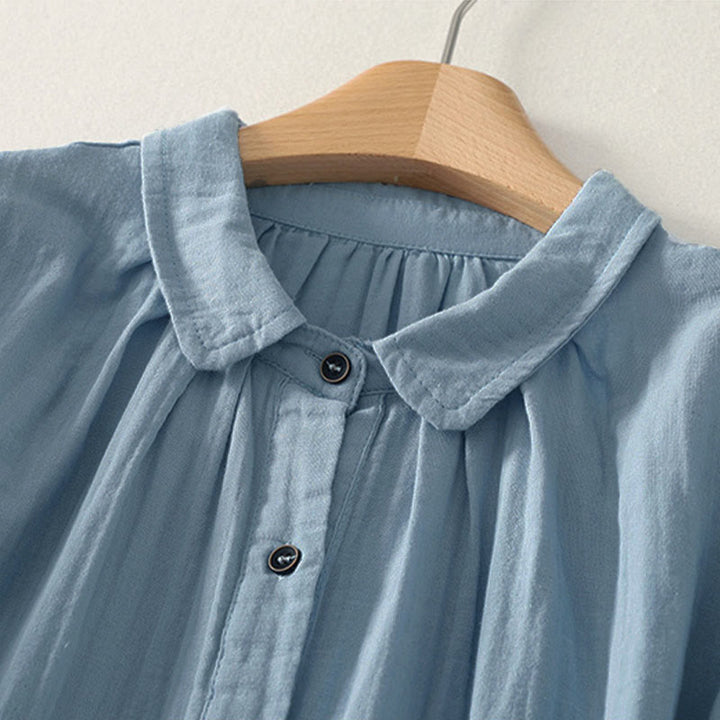 Buddha Stones Camicia da donna in poliestere a maniche lunghe con scollo rotondo tinta unita - image 2