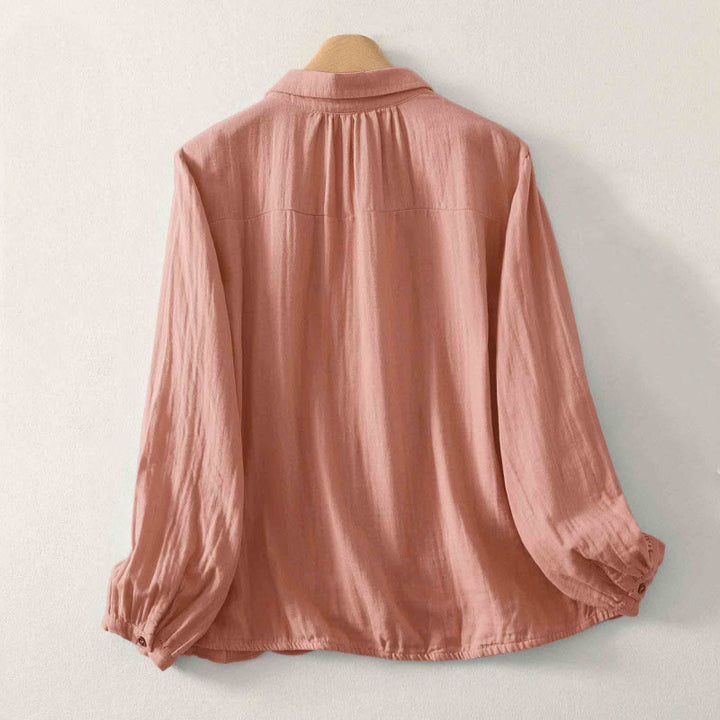 Buddha Stones Camicia da donna in poliestere a maniche lunghe con scollo rotondo tinta unita - image 10