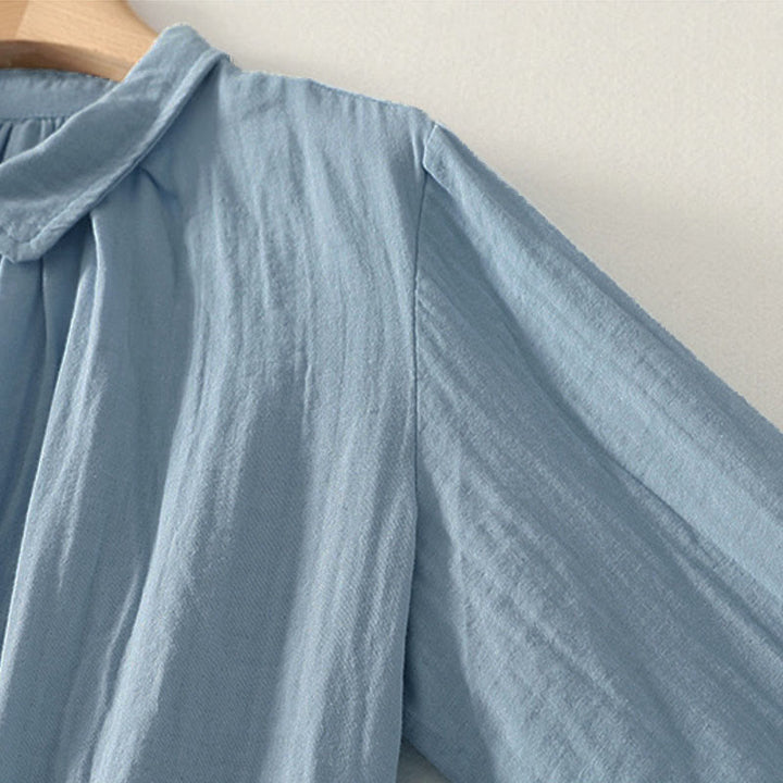 Buddha Stones Camicia da donna in poliestere a maniche lunghe con scollo rotondo tinta unita - image 3