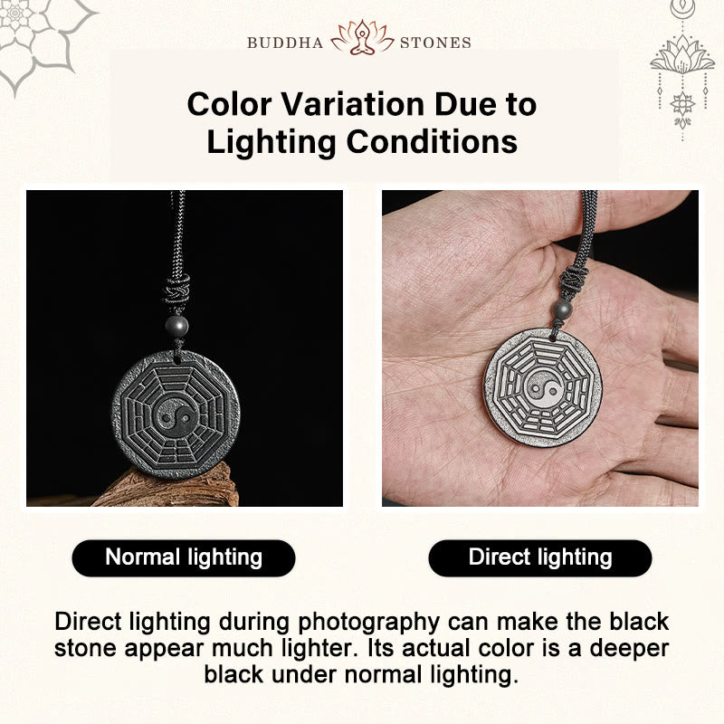 Collana con ciondolo in pietra di shungite autentica con protezione Bagua Yin Yang Buddha Stones - image 4