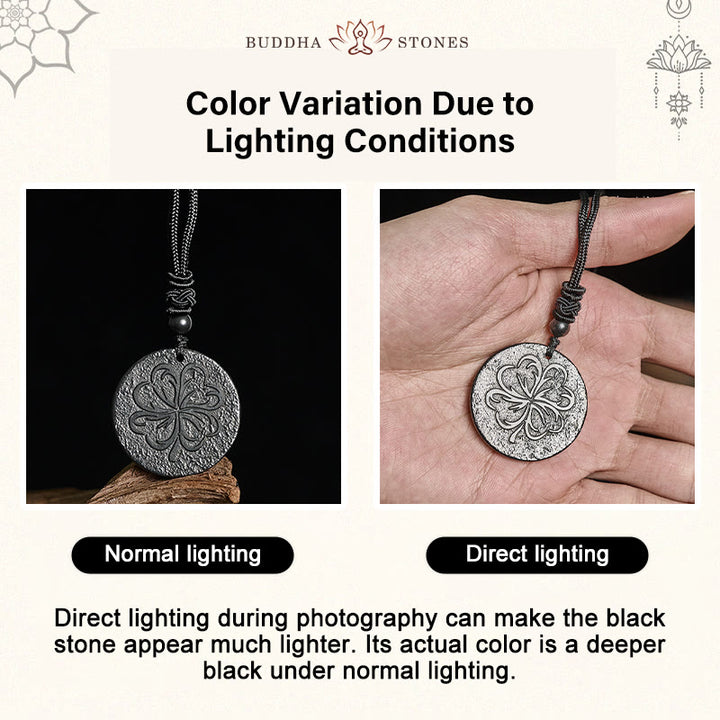 Buddha Stones, quadrifoglio, pietra di shungite autentica, pietra di grafite, collana con ciondolo protettivo - image 4