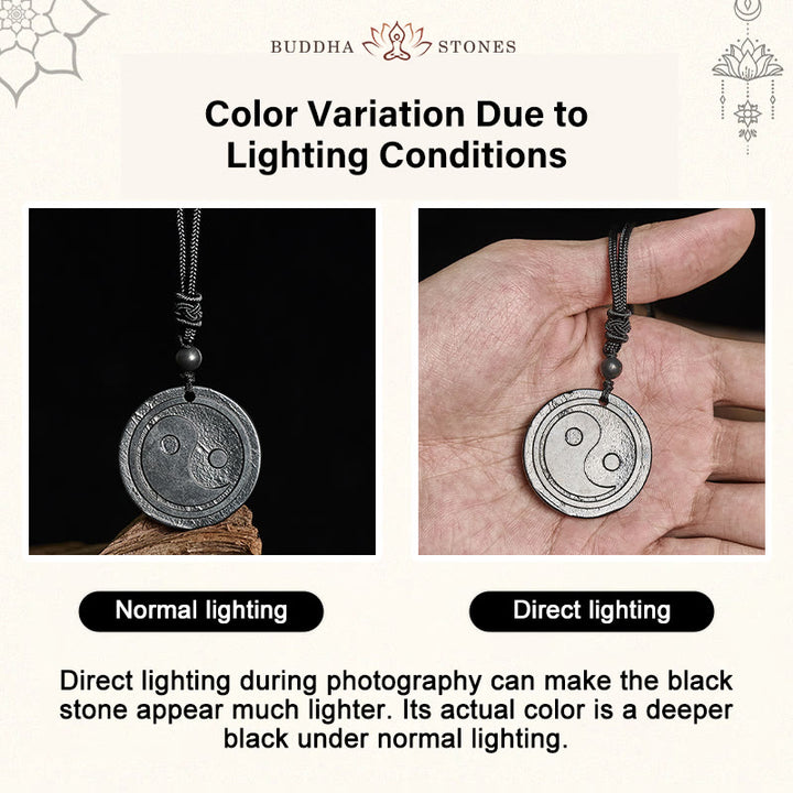 Collana con ciondolo di protezione Yin Yang in pietra di shungite naturale autentica Buddha Stones - image 4