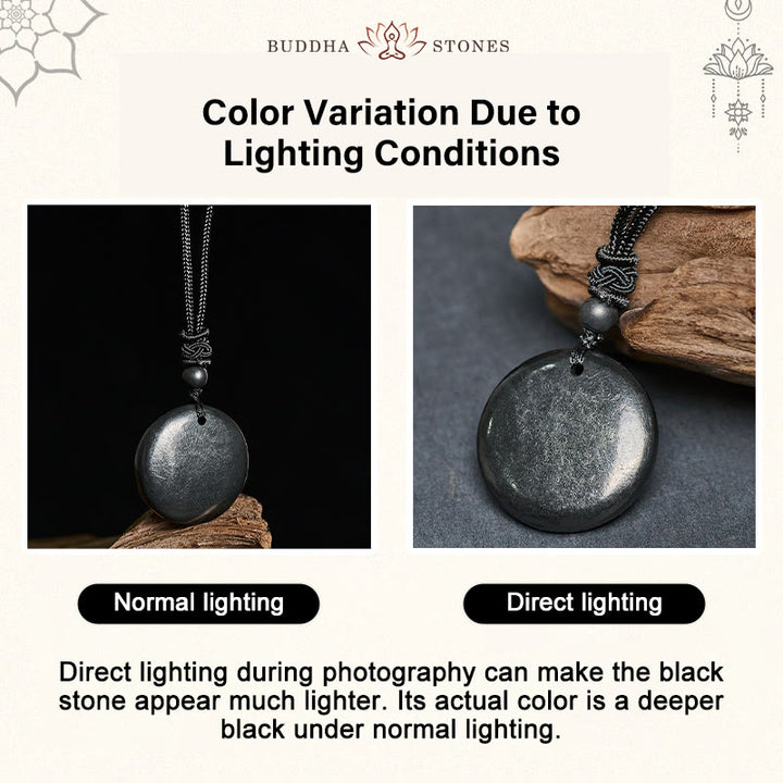 Collana con ciondolo in pietra di shungite autentica, forma geometrica rotonda, forza interiore, Buddha Stones - image 4