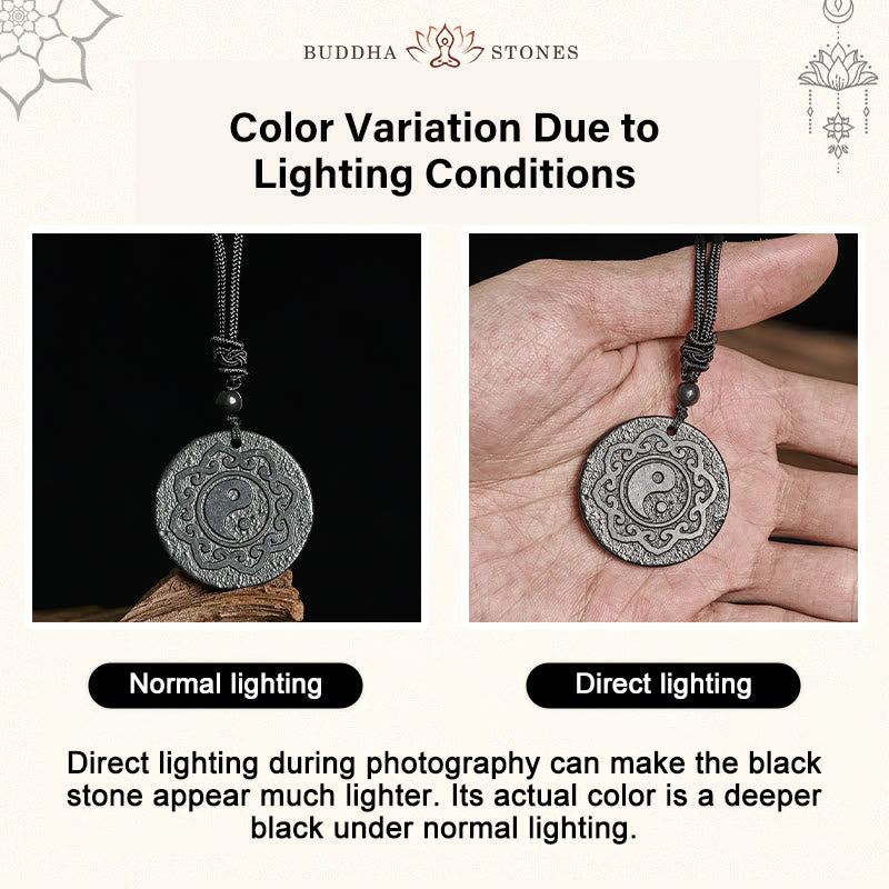Buddha Stones Tai Chi Simbolo Yin Yang Collana con ciondolo in pietra di shungite autentica Forza interiore - image 4