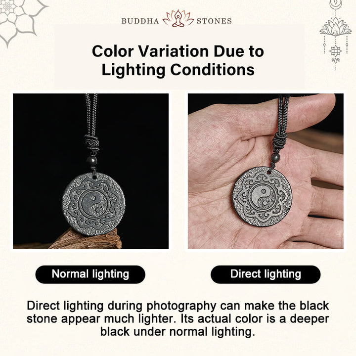 Buddha Stones Tai Chi Simbolo Yin Yang Collana con ciondolo in pietra di shungite autentica Forza interiore - image 4