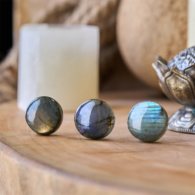 Buddha Stones Decorazione con statuetta curativa rotonda naturale in labradorite - image 1